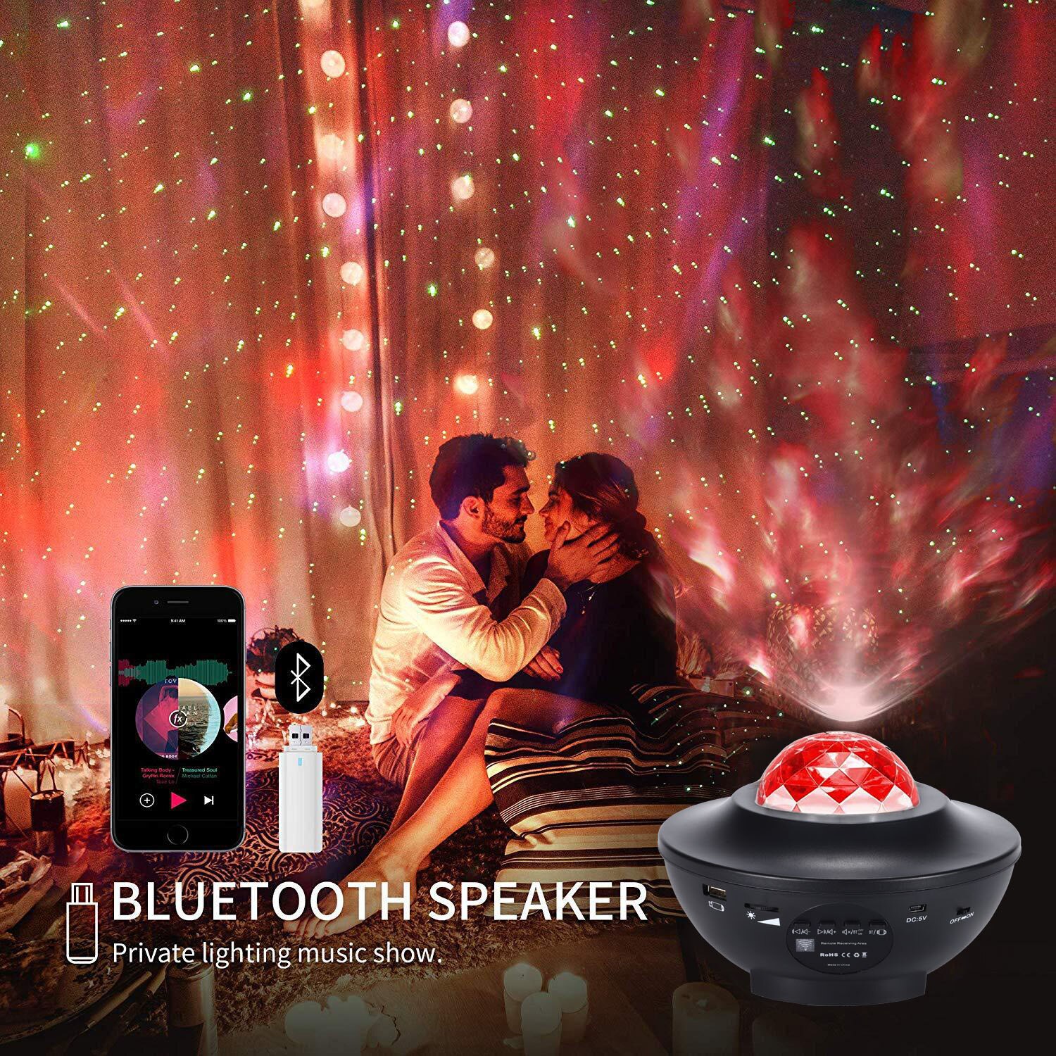Led stjernehimmel projektor musikk bluetooth usb fe lys rotere stjerne galakse lys projektor lampe led nattlys