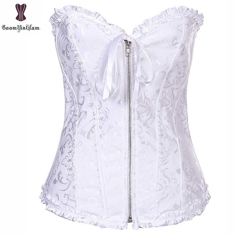 Korset lage prijs korsetten rits korset dames outfit plus maat 6xl bustier bloemen jacquard veter gorset