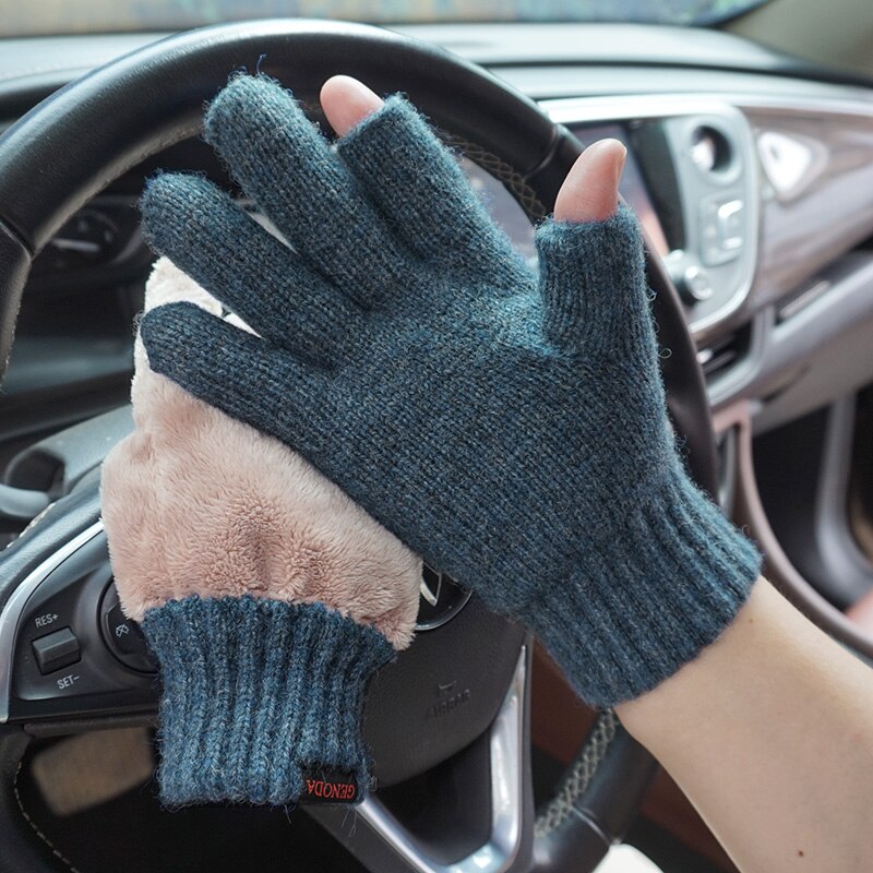 Heren winter handschoenen Mode warme gebreide handschoenen mannelijke rijden handschoenen Wol plus fluwelen dikke warme outdoor Wanten