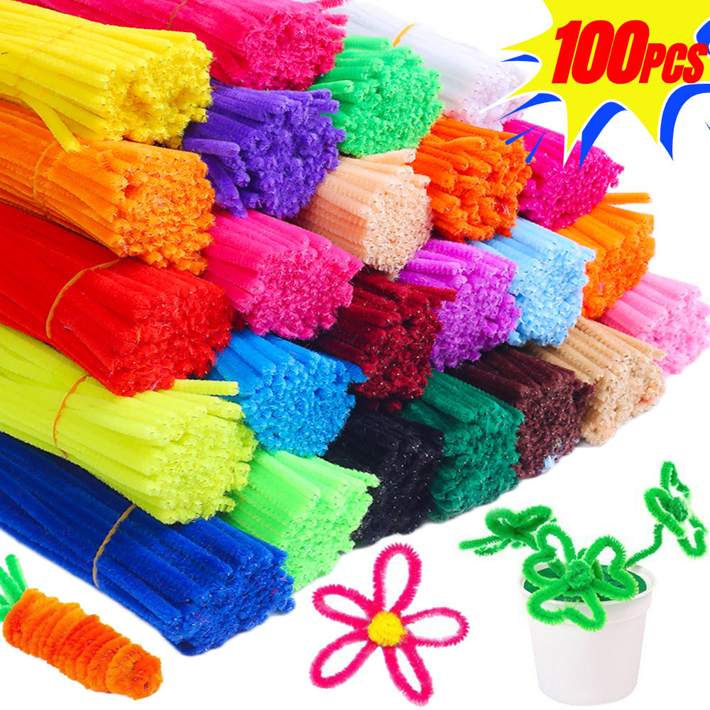 100/10pcs Colorful Plush Twister Stick Toys DIY Handmade Flower Bouquet Material Pack Encryption Plush Twister Stick Puzzle Toys