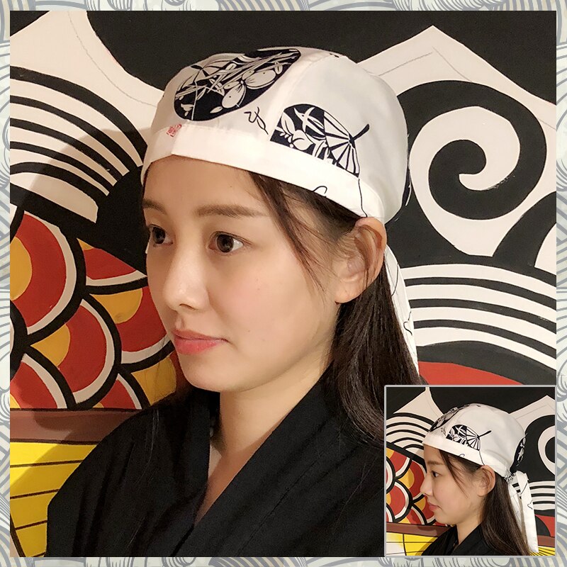 Cuisine Headscarf Chef&#39;s Hat Japanese Restaurant Uniforms Sushi Cook Cap Unisex Kitchen Job Japanese Sushi Hat