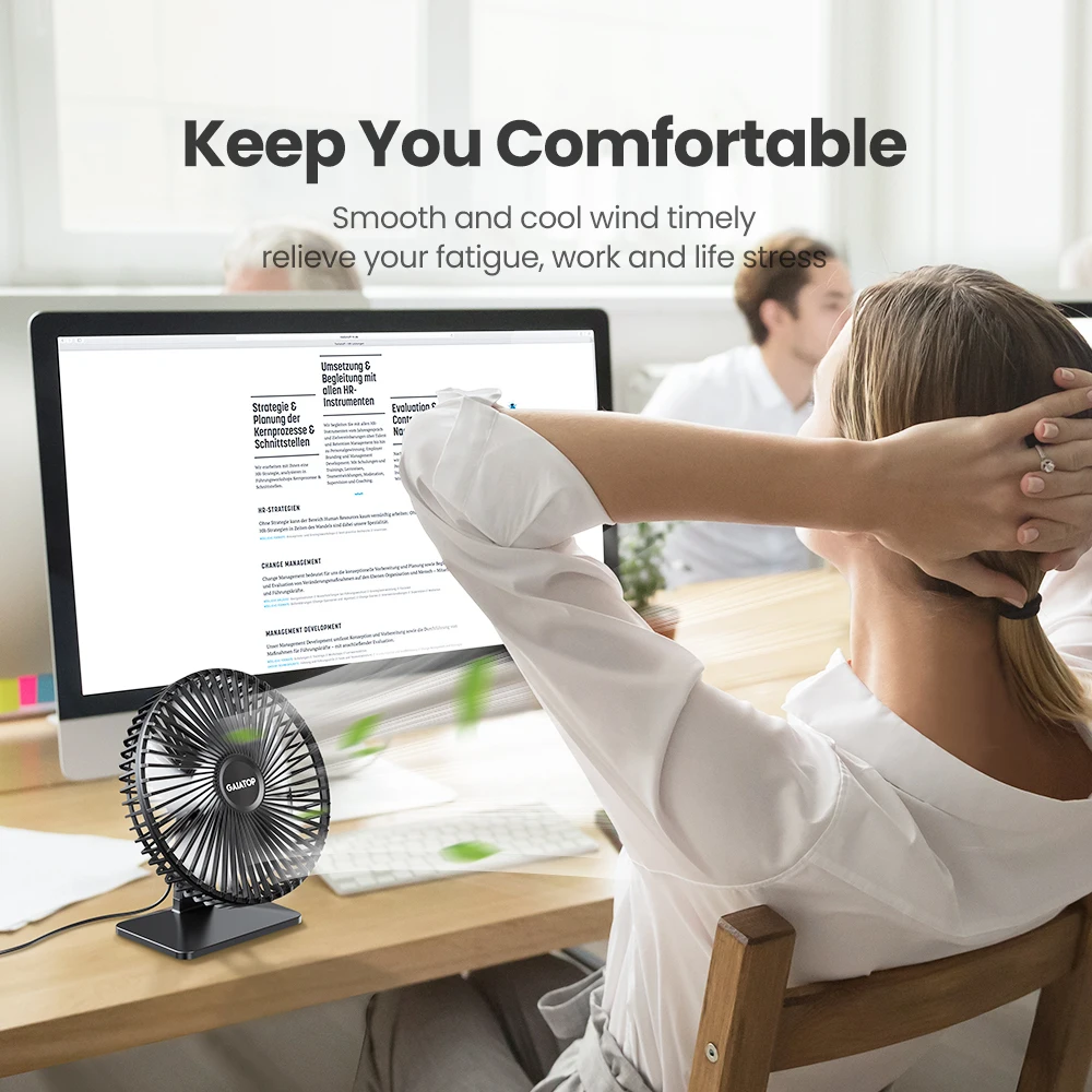 Ultra Quiet USB Small Desk Fan 90° Tilt Portable Wall Fan 4 Speeds Personal Cooling Fan for Office Home Travel Battery Operated
