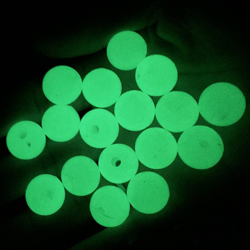 100 PCS 4mm 6mm 8mm 10mm 12mm 14mm 16mm Night Luminous Beads Round Resin Spacer Beads For Jewelry Making,Fishing Tools