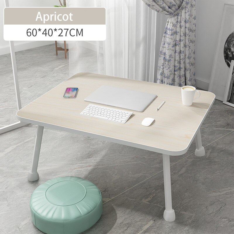 Wooden Portable Folding Adjustable Foldable Laptop Table Multipurpose Sofa Bed Trays Students Dormitory Laptop Table Desk Stand: Apricot