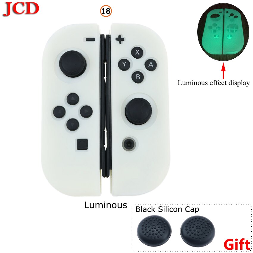 JCD For Nintend for Switch Controller Gamepad Joystick Silicone Case For Nintendo for Switch NS Black Silicon Cap: No18 Luminous