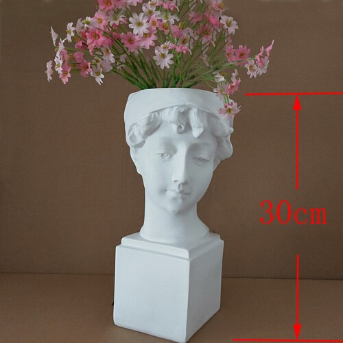 Vit harts david skulptur huvud vas blomsterarrangemang original imitation gips heminredning vas marseille ariadne vaser: 30cm brittisk tjej