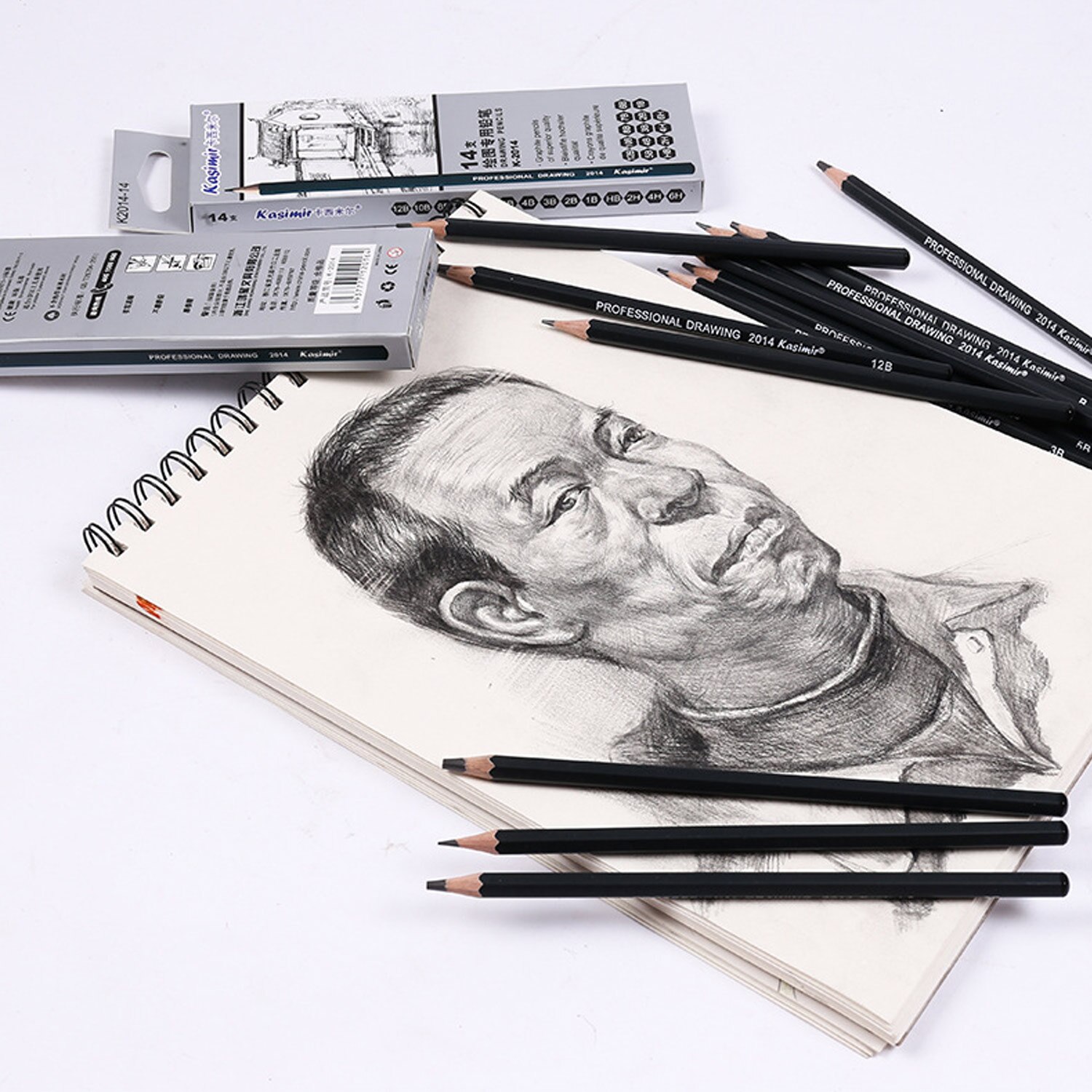 14pcs Sketch Pencils Set 6H-12B Art Sketching Drawing Graphite Pencils for Artist Studens Adults