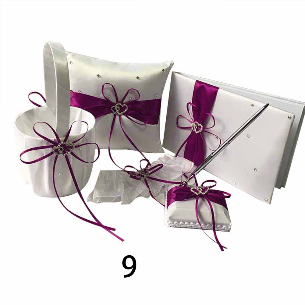 1Set Wedding Guest Book Pen Pillow Flower Basket Set Boite Carte Mariage Wedding Engagement Party Decoration