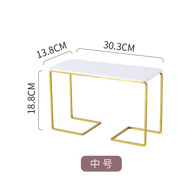 Golden Wrought Iron Cake Stand White Ceramic Plate Cake Pan Snacks Dessert Plate Display Stand Banquet Desktop Decorative Frame: medium 30.3x18.8cm