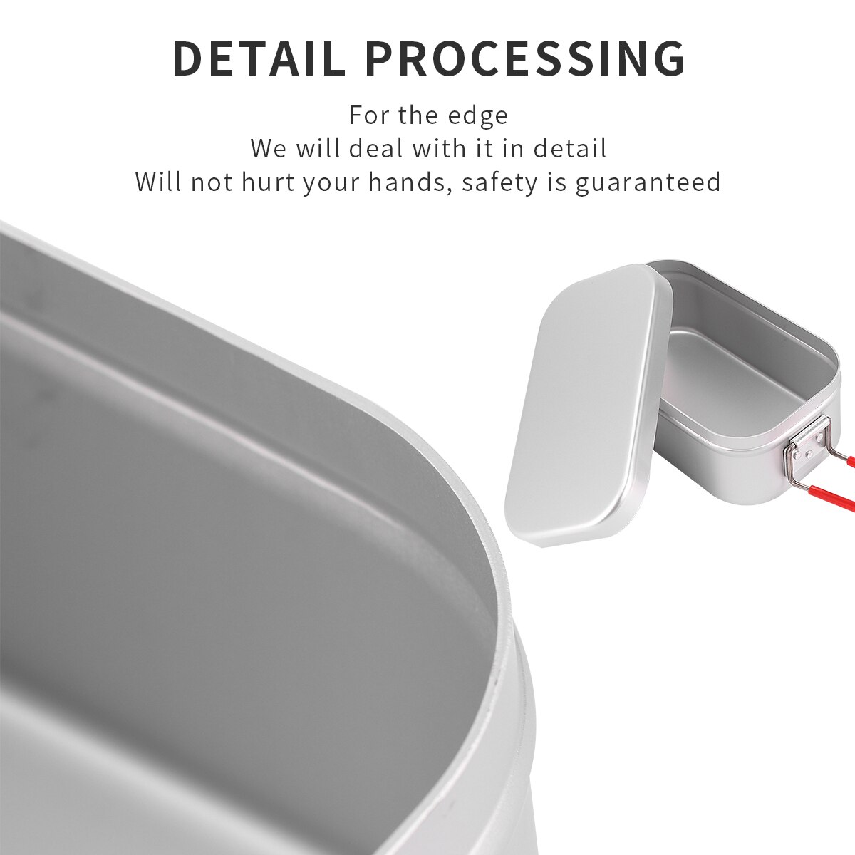 1Pc Aluminum Lunch Box With Red Folding Handle Portable Bento Box Mini Food Container for School Office Camping