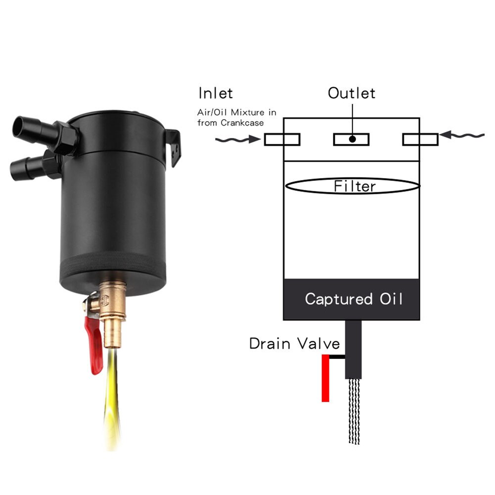 Universal Oil Catch Can Compact Baffled 2-Port Aluminum Reservoir Oil Catch Tank Fuel Tank Parts Two hole breathable Oil Catch C