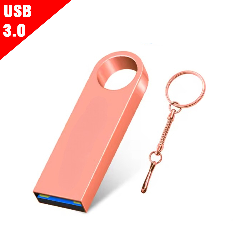 Metal USB 3.0 Flash Drive 128GB 64GB Silver High Speed ​​Pen Drive 32GB 16GB Waterproof Memory Stick Keychain U disk Gold: Pink / 64 GB