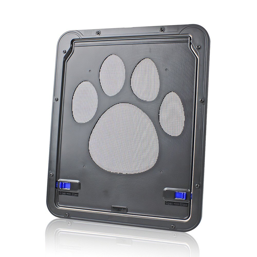 Pet Screen Door Magnetic Flap Screen Automatic Lockable Black Door for Small Cat Kitten Puppy