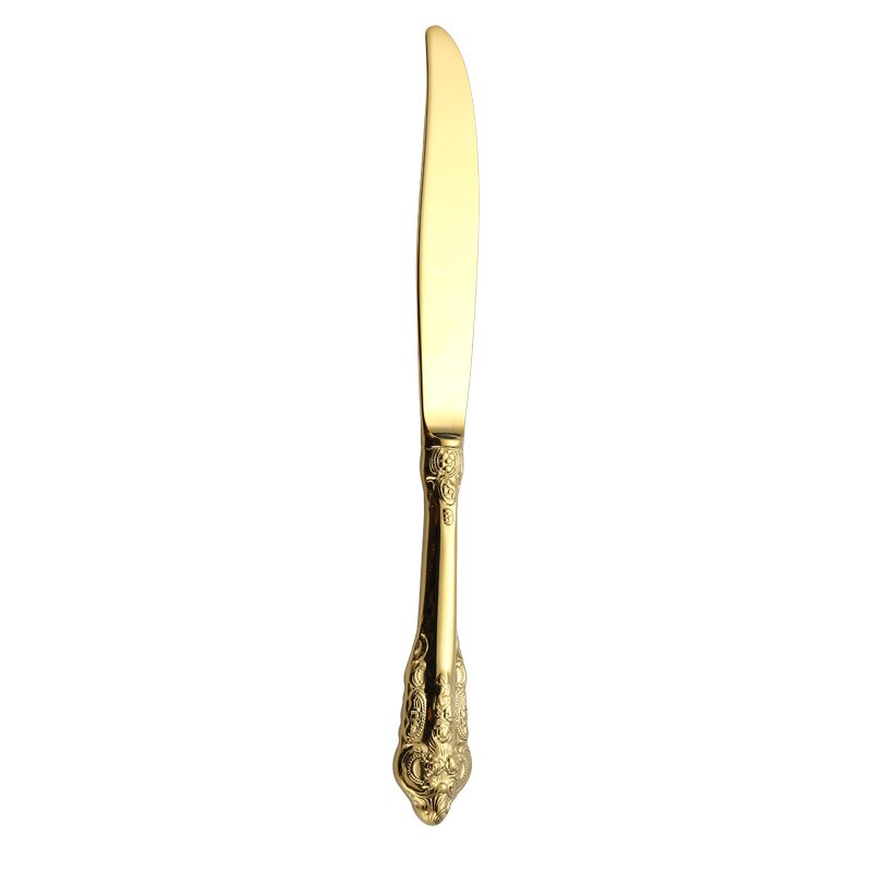 Spklifey servise sæt guld bestik gaffel rustfrit stål ske royal bestik gafler knive skeer køkken ske bordservice: Kniv