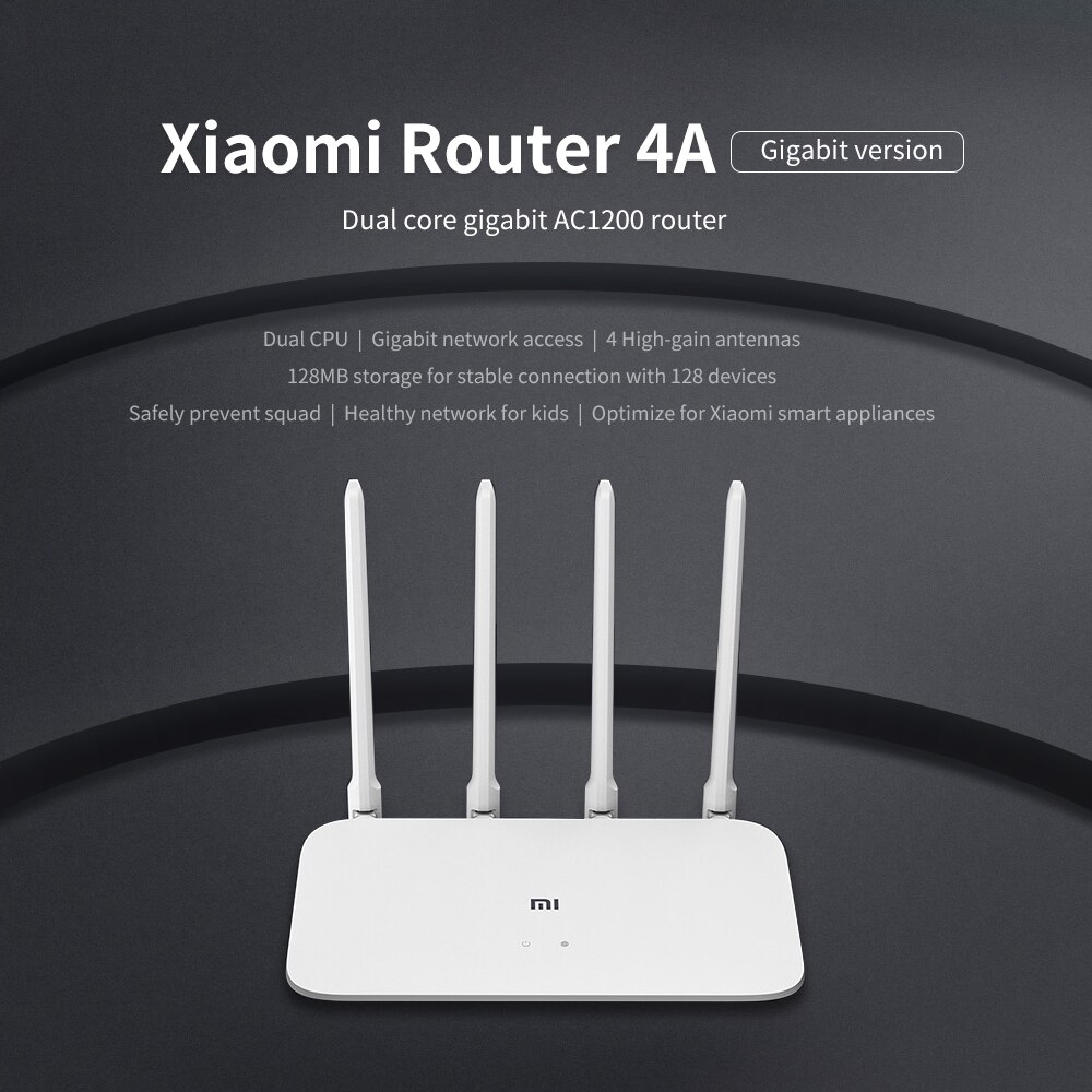 Xiaomi Mi Router 4A Gigabit Edition 100M 1000M 2.4GHz 5GHz WiFi ROM 16MB DDR3 64MB 128MB High Gain 4 Antennas Remote APP Control