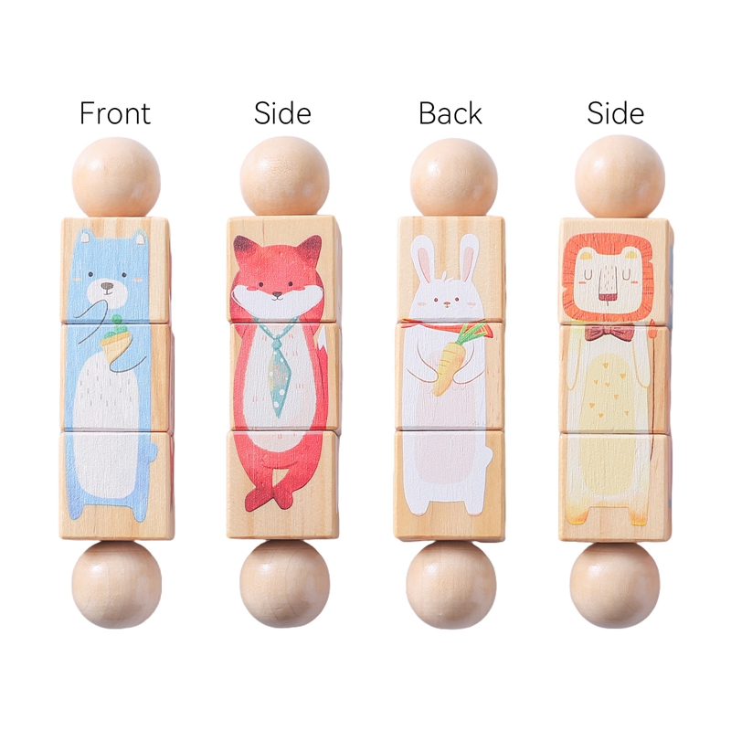 1pc Baby Wooden Rattle Toys Rotating Animal Matching Newborn Soothing Toy 0 12 Months Rotating Puzzle Montessori Toys for Babys: Red