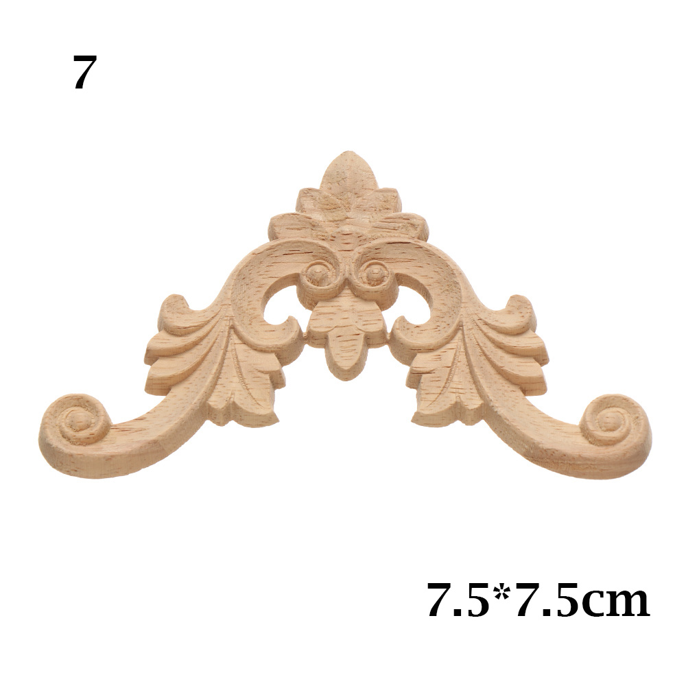 Multi-styles Unique Furniture Parts Rubber Natural Floral Wood Carved Corner Appliques Frame Wall Door Decoration Crafts: 7