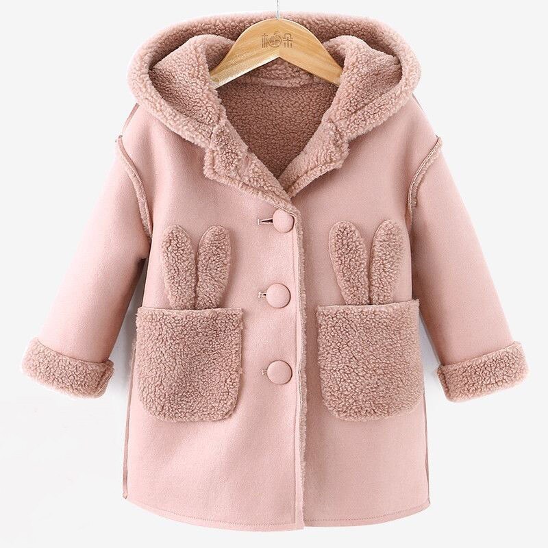 Boutique cappotto per ragazze di media lunghezza Babys ispessito stile coreano 2021 nuovo cappotto di lana autunno e inverno per bambini giacca a vento: Colore rosa / 8  140-150cm
