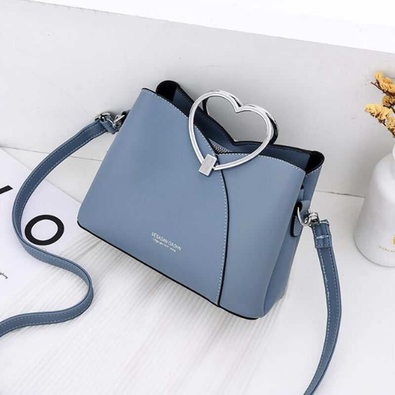 Mode Alle-Match Vrouwelijke Tas Temperament Dames Handtas Hardware Hand Messenger Bag Rits Crossbody Tassen: Blauw