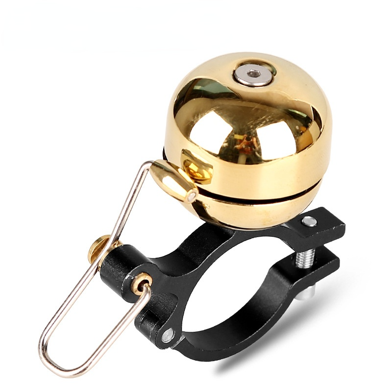 Bike Bell Fiets Koperen Bel Hoorn Mountainbike Retro Koperlegering Mini Bel Opvouwbare Scooter Super Luid Scherpe Speaker Fiets Accessoire: Shiny Gold