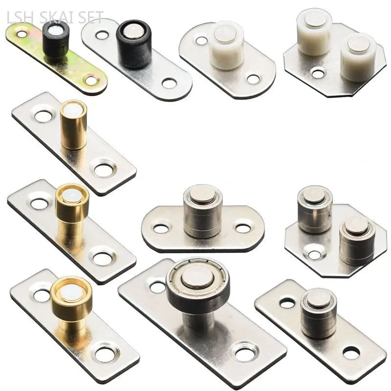 2pcs Sliding Door Rail System Wheels Shower Door Rollers Silent Guide Pulley Limiter Household Door Hardware Accessories