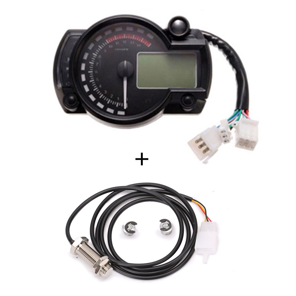 15000 rpm Motocicleta Moderna Digital Medidor de Luz Digital LCD Velocímetro Tacómetro Odómetro Ajustable 7 colores: with Sensor-A