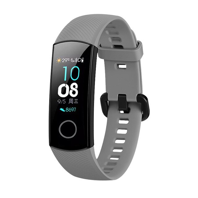 Til original huawei honor band 4 nfc smart watch armbånd silikone sport band til honor band 5 smart watch armbånd correa: Grå