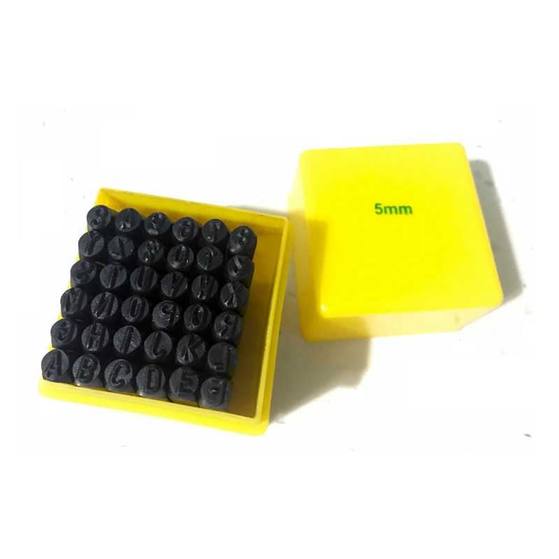36pcs/set 5mm Leather Alphabet Number Stamping Punch Tools Metal Stamps Pressing Kit For Belt DIY Leather Stamp Tools