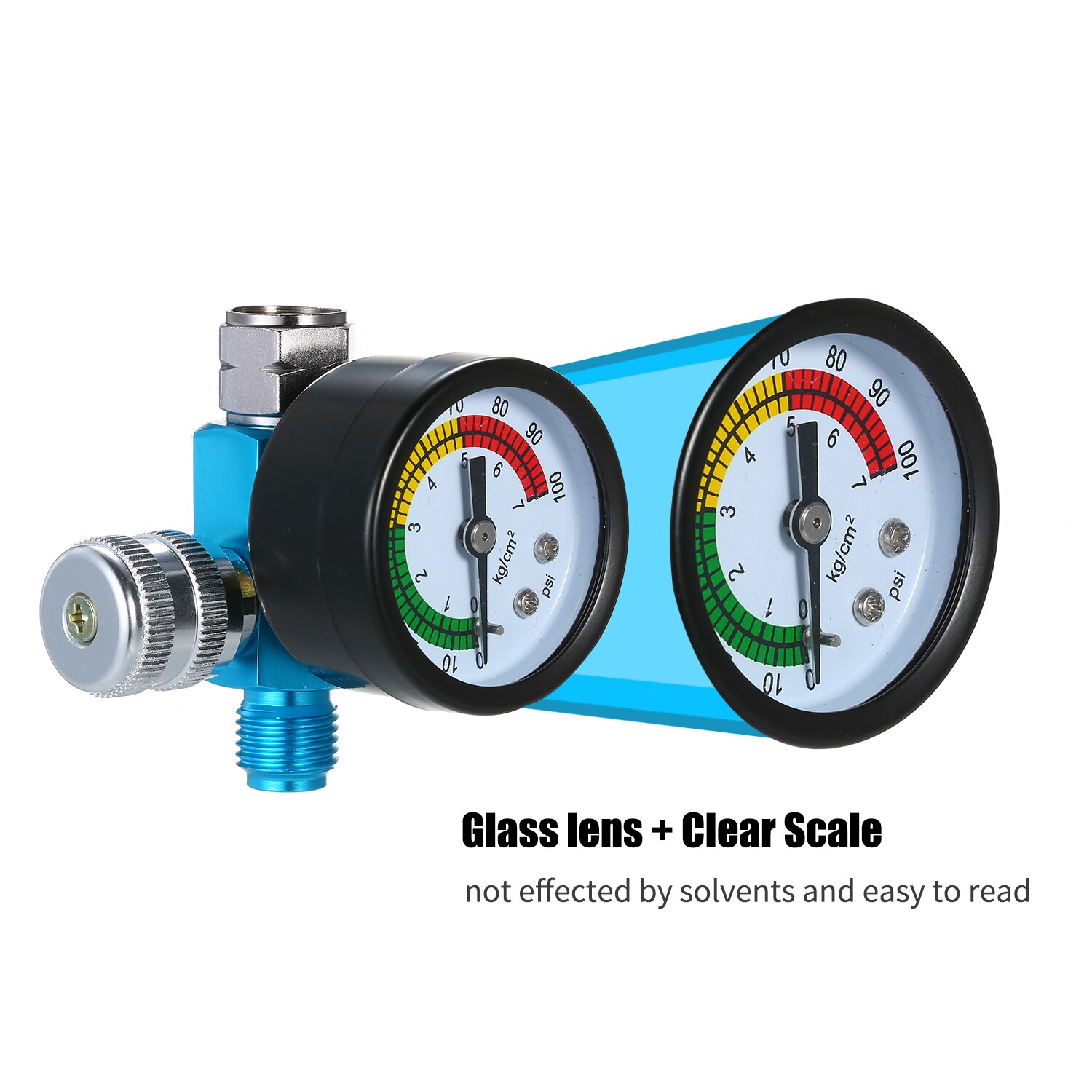 1/4 Inch 150PSI Mini Air Regulator Auto Pressure Regulator Valve Tool Tail Pressure Gauge with Nozzle For Spray Tool