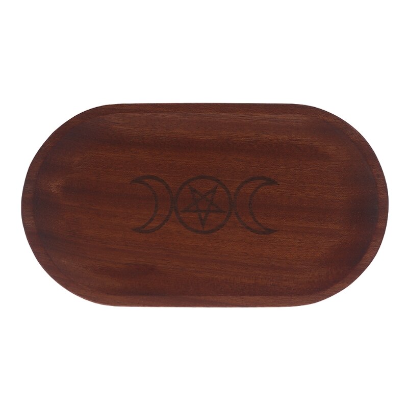 Mini Serving Trays Oval Wood Natural Dessert Cup Plate Small Wooden Cheese Plates for Jewellery Key Coin Tableware Decor: moon / S