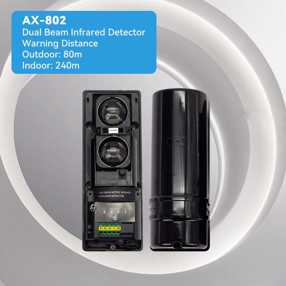 Meian Focus Wired Infrared Beam Detector, IP65 Waterproof Infrared Barrier Detector, 60m 100m 200m Infrared Sensor for Security