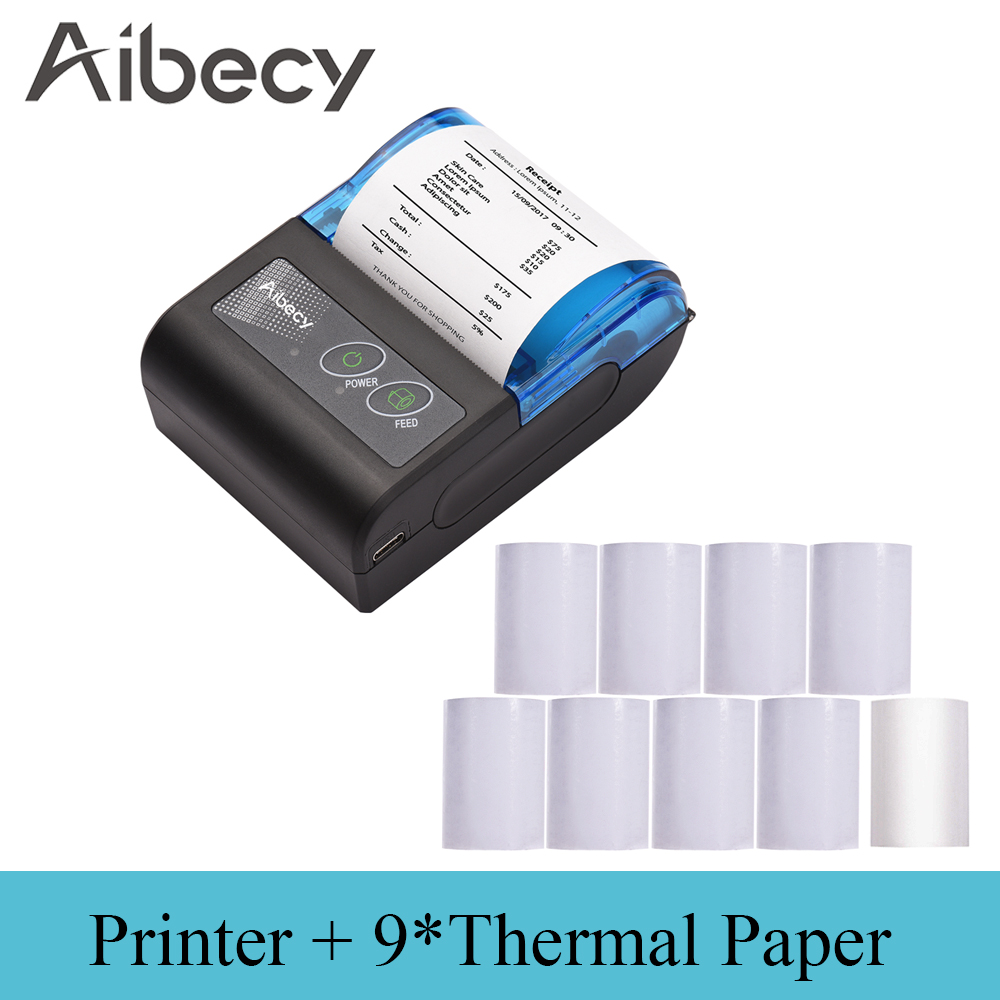 Portable Mini Thermal Printer 2 inch Wireless USB Receipt Bill Ticket Printer Add 58mm Paper Compatible with iOS Android Windows: Printer-9 Paper