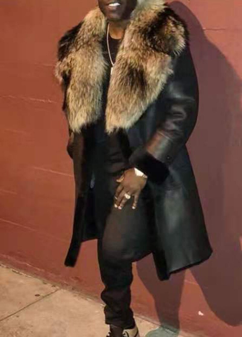 Plus Größe Leder Mantel Männer Pelz Kragen Winter Revers Langarm PU Zipper Beiläufigen Frauen Jacken Lugentolo: L