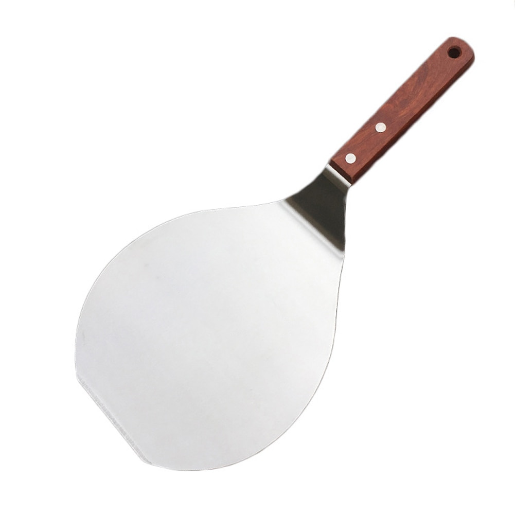 Non Stick Pastry Stainless Steel Kitchen Lifter Round Spatula Pizza Peel Paddle Hanging Hole Baking Tool Cake Shovel Chef