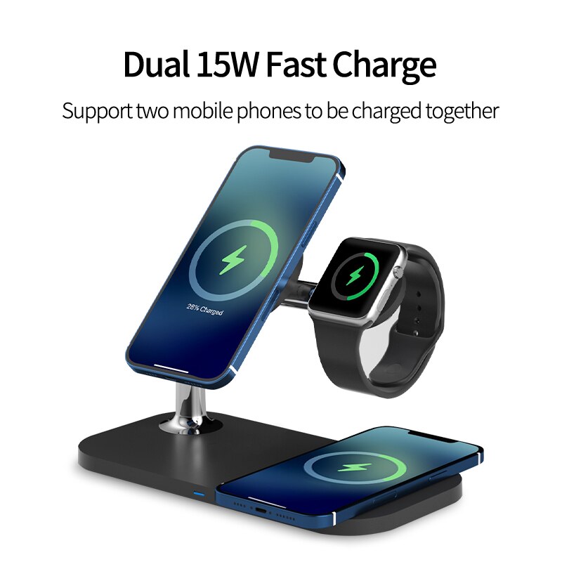 3 in 1 Magnetic 15W Fast Wireless Charger for iPhone 13 12 12 Pro Max Induction Charge Docking Station for Apple Watch Airpods