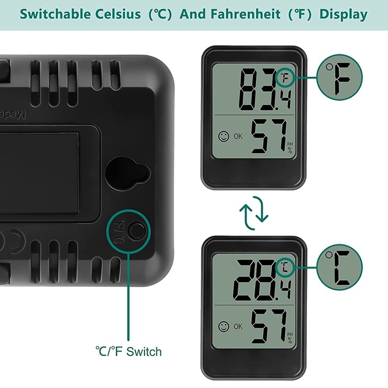 Humidity Gauge 2 Packs Temperature Humidity Monitor For Home Mini Room Thermometer Indoor Thermometer And Humidity Gauge