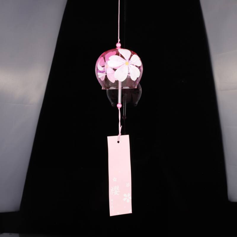 Campanilla de viento de cristal Sakura pintada a mano campanas de estilo japonés decoración para el hogar jardín manualidades para la Oficina Accesorios de colgar: A1