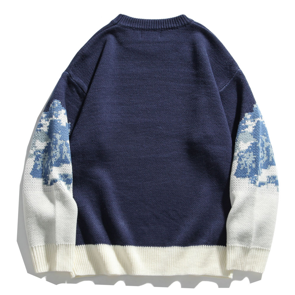 Pull tricoté à col rond pour homme, pull Style japonais, Streetwear, rétro, Vintage, automne