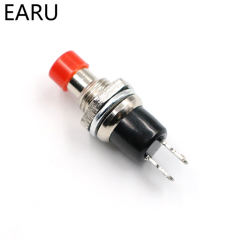 10Pcs Mini Micro DIY 7mm Thread 2 Pins Momentary Push Button Switch Red Black White Blue Yellow Green Lockless Self-rest ON/OFF: Red