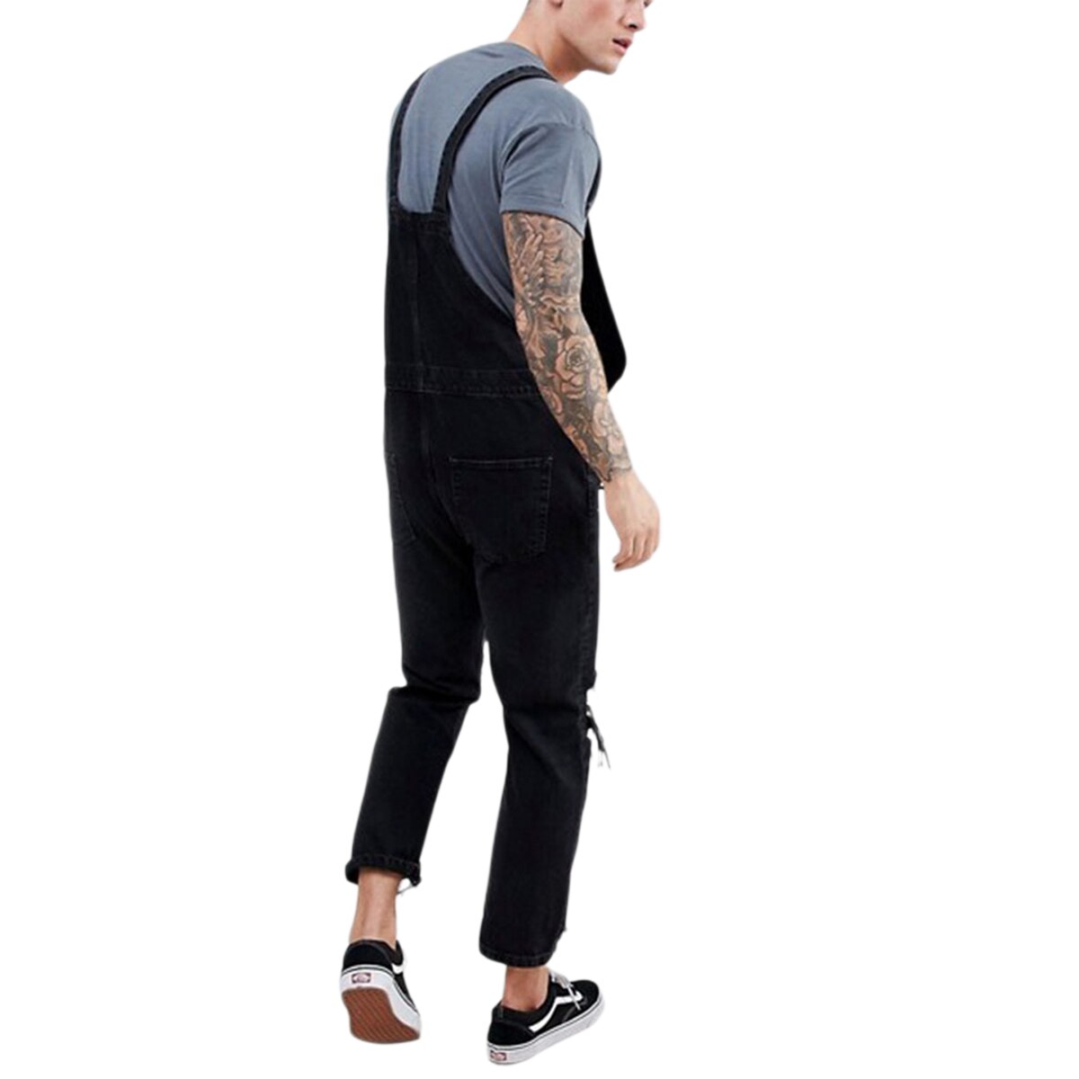 Herre efterårsbukser lange revers selebukser hul retro overalls street style flotte bukser