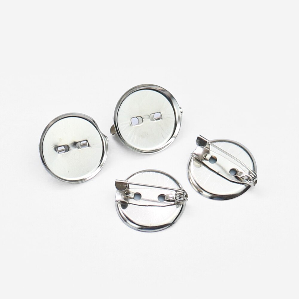 30PC metalowa okrągła tarcza broszka materiał dodatkowy instrukcja podwójnego zastosowania agrafka naciśnij klip odznaka DIY odzież robić biżuterii akcesoria