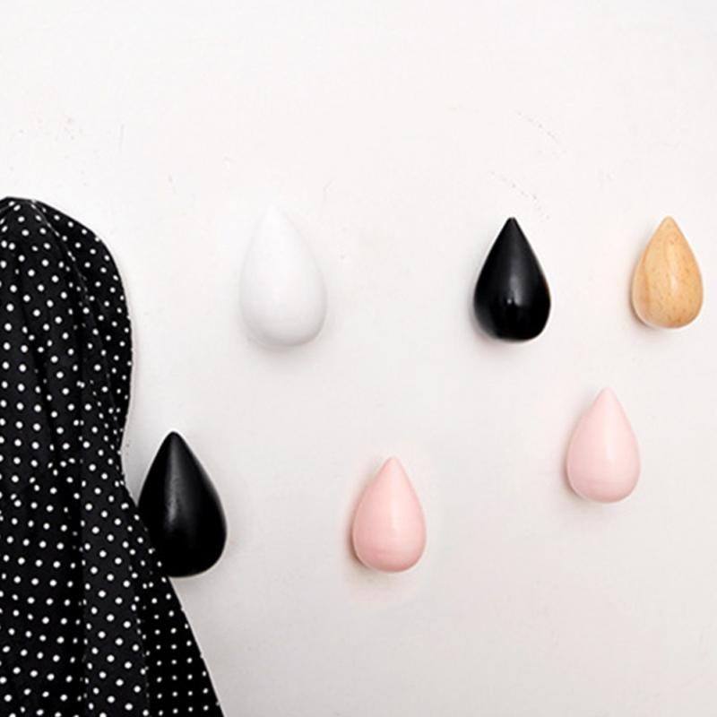 Wooden Wall Hanger Coat Hook Water Shape Coat Racks Decorative Hook Home Decoration