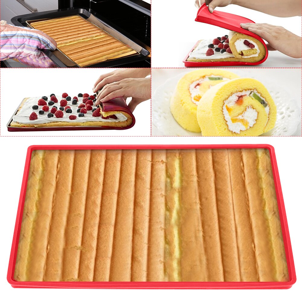 Food Grade Cake Roll Mat Double-sided Swiss Roll Bakeware Mat High Temperature Resistant Silicone Mold DIY Bakeware Baking Tools