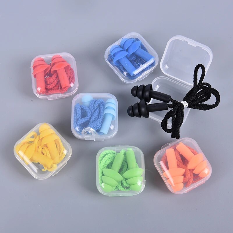 1 Pc Silicone Ear Plugs Sleep Earplugs Noise Reduction Swimming Earplugs With Rope For Men Women Diving Underwater Ear Plugs