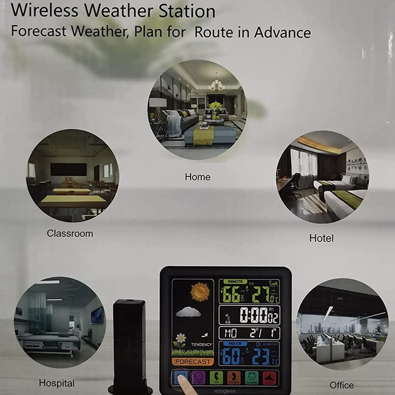Weerstations Thermometer Hygrometer Sensor Digitale Monitor Volledige Touchscreen Draadloze Weer Klok