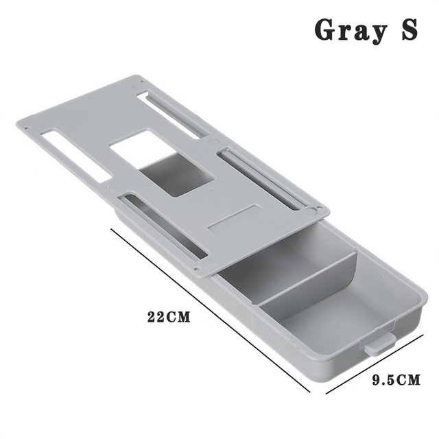 Desk Drawer Self Stick Desk Table Storage Hidden Drawer For Small Accessories Holder Storage Tray Organizer Stationery Storage: Gray S