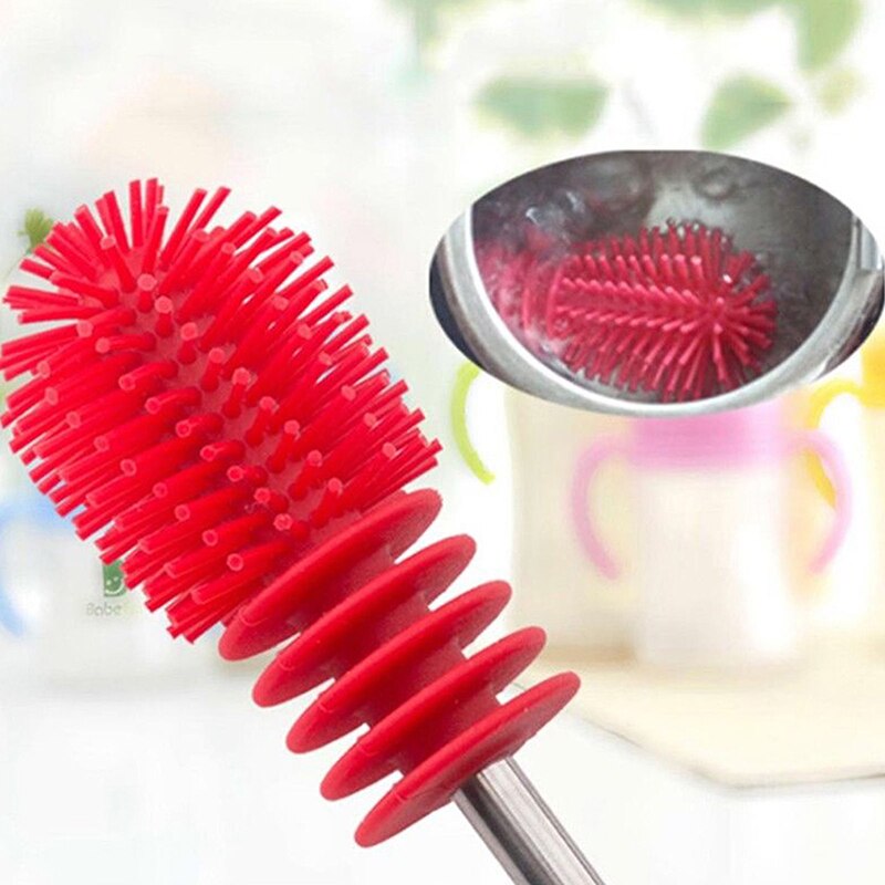Cepillo de limpieza de botellas con mango largo de silicona, cepillo para limpieza de botellas, taza de limpieza multifuncional, cepillo para limpieza de hogar