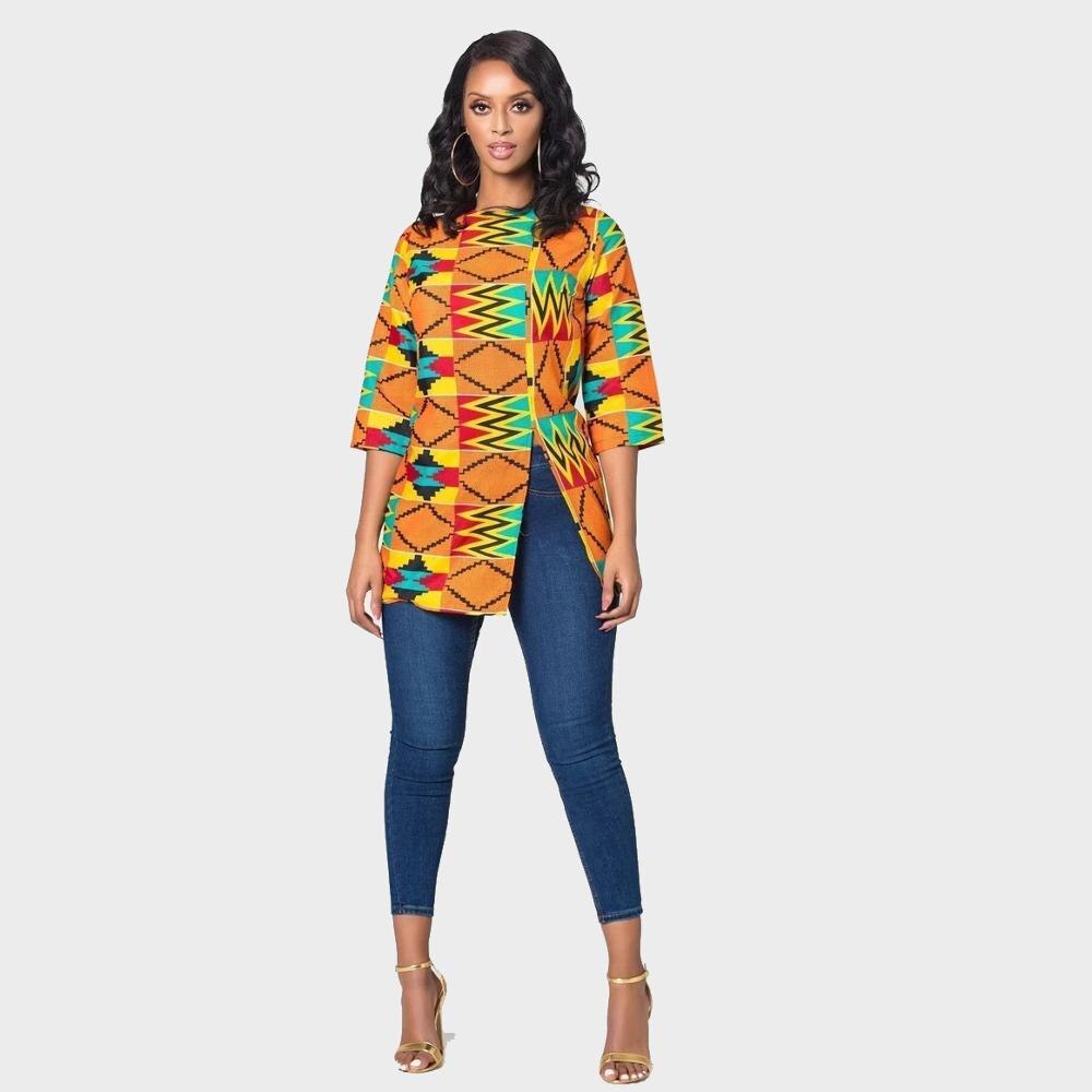 Mode Afrikaanse Shirt Jurk Voor Vrouwen Print Zomer T-shirt Afrikaanse Tshirt Tops Voor Office Dame Bazin Afrika Dashiki Kleding