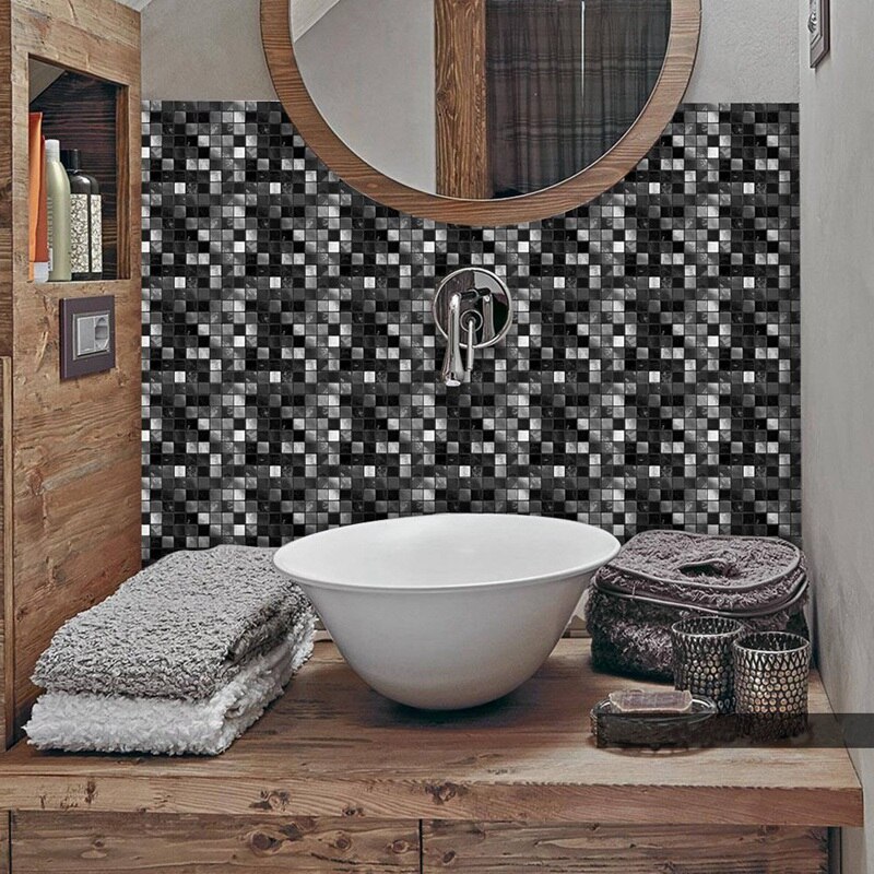Wallstickers 10 x 10cm pvc mosaik tapet køkken vandtætte fliser klistermærker plast vinyl selvklæbende tapeter bad