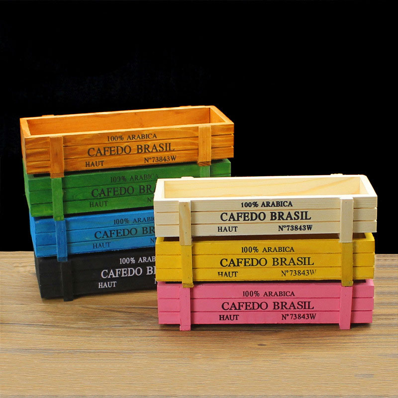 Maceta decorativa Vintage para plantas de jardín, cajas de madera suculentas, mesa rectangular, dispositivo de jardinería, color rosa y negro, novedad